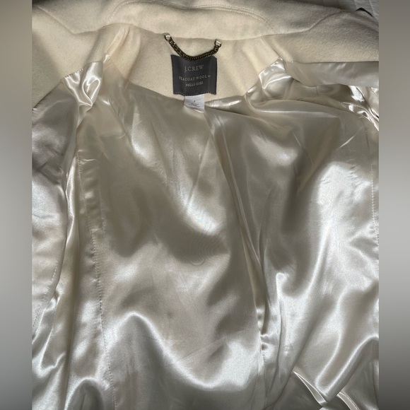 J. Crew Wool Cream Navy Trim Pea Coat Nello Gori Italian Fabric Jacket Womens 2 - Picture 10 of 16